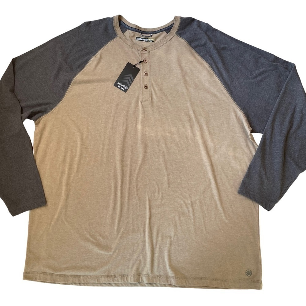 Solaris Tall Man size 4XT Henley style t shirt brown gray nWT - Picture 1 of 8